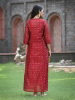 Thumbnail for Juniper Women's Maroon Chanderi Silk Printed Anarkali Kurta - Distacart