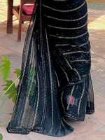 Thumbnail for Sangria Embellished Sequinned Pure Georgette Saree - Distacart