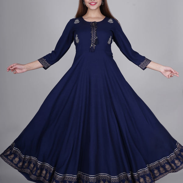 Kalini Women Blue Printed Anarkali Kurta - Distacart
