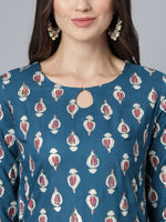 Thumbnail for Khushal K Ethnic Motifs Printed Keyhole Neck Kurta with Palazzos & Dupatta - Distacart
