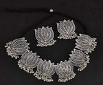 Thumbnail for Silver-Plated Alloy Oxidised Lotus Petals Necklace - The Pari - Distacart