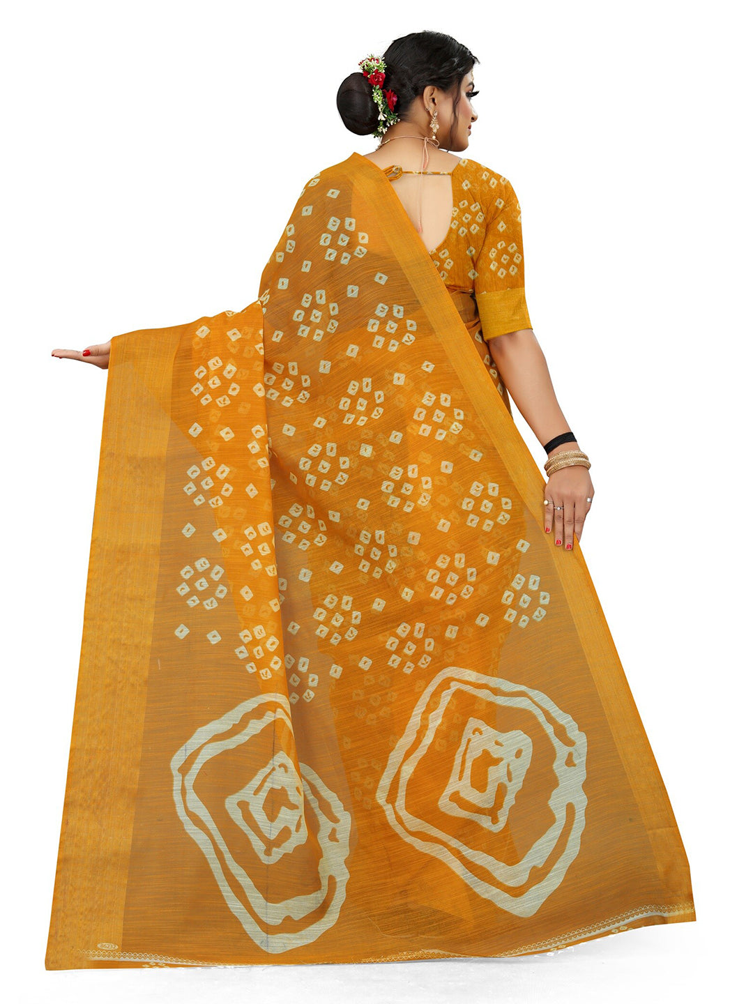 Kalini Bandhani Zari Art Silk Half and Half Mysore Silk Saree - Distacart