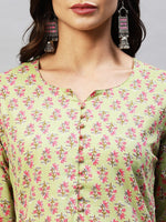 Thumbnail for Kalini Women Green Floral Printed Kurta with Trousers - Distacart
