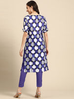 Thumbnail for Sangria Women Purple Printed Kurta with Trousers - Distacart