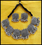 Thumbnail for Silver-Plated Alloy Oxidised Lotus Petals Necklace - The Pari - Distacart