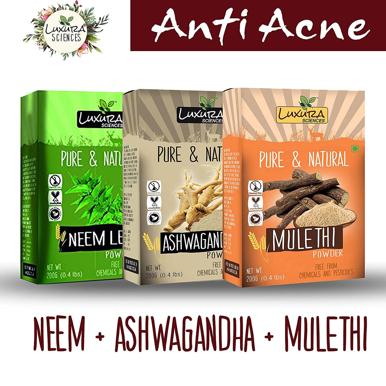 Luxura Sciences Natural Skin Care for Anti Acne - Neem + Ashwagandha + Mulethi - Distacart