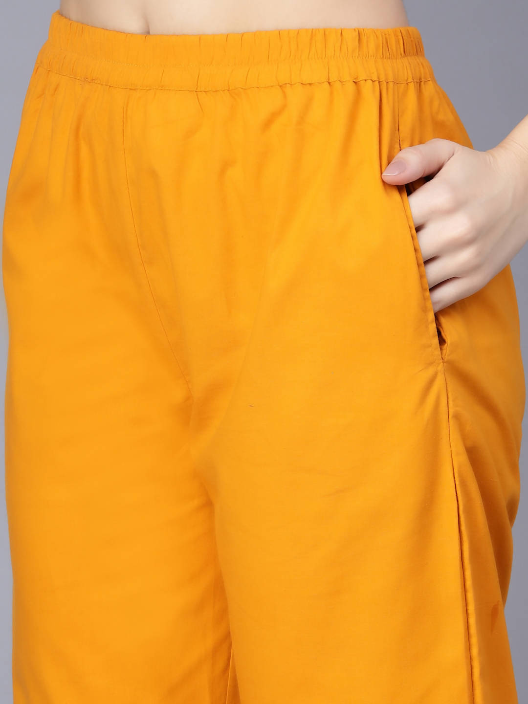 Myshka Women Mustard Yellow Pure Cotton Kurta with Trousers With Dupatta - Distacart