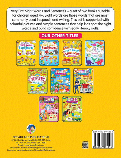 Dreamland Very First Sight Words Sentences Learning Book For Kids Level 1 - Distacart