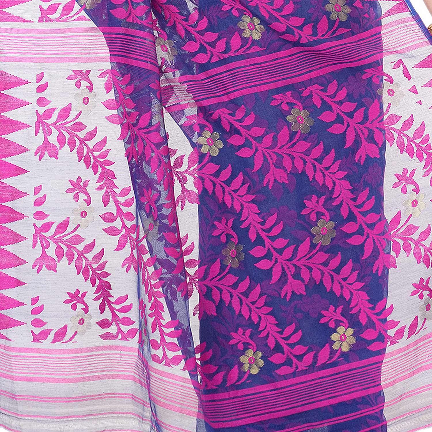 Desh Bidesh Women's Tant Handloom Soft Dhakai Jamdani Cotton Saree Whole Body Design - Distacart