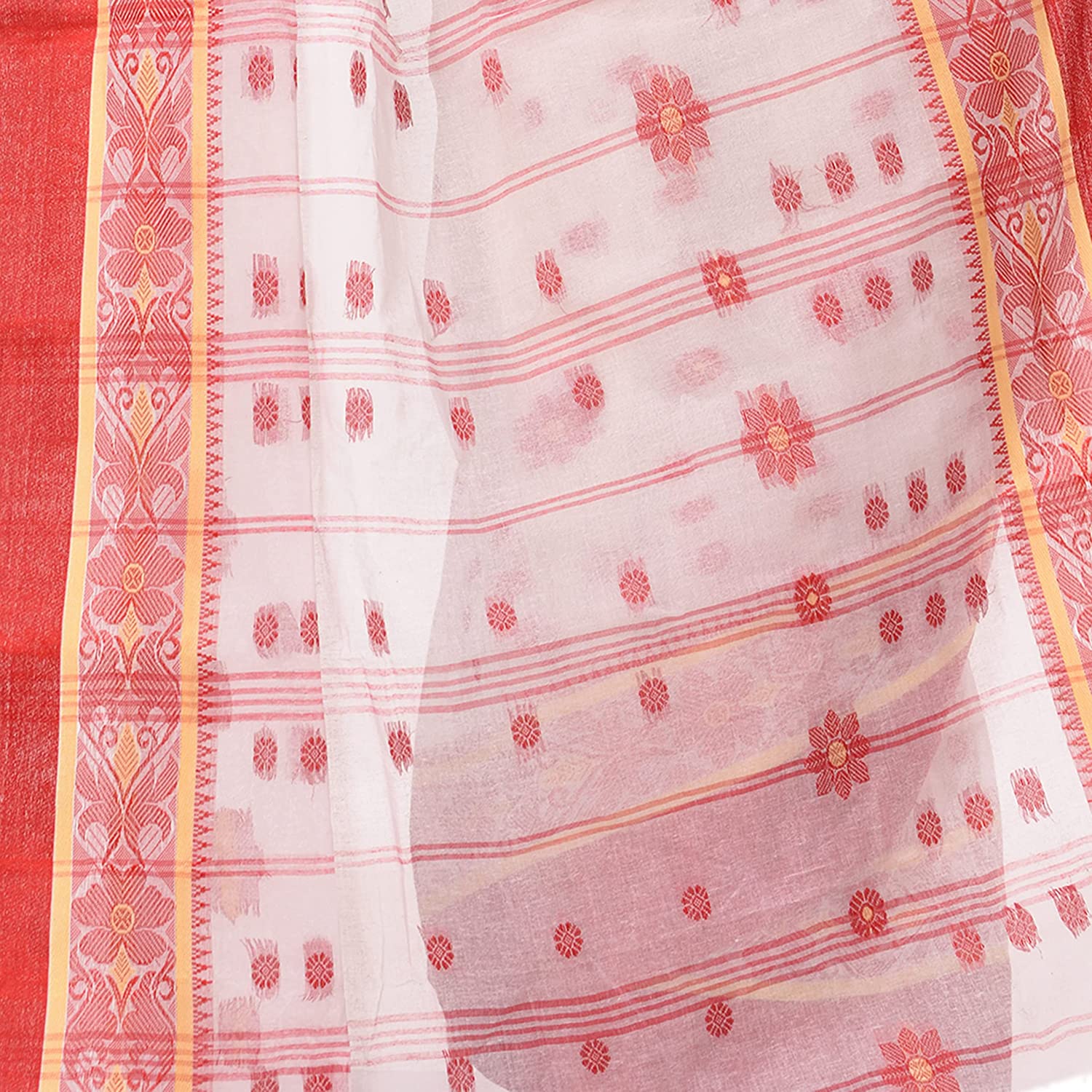 Desh Bidesh Women's Traditional Bengal Phulkoli Woven Design Pure Handloom Cotton Saree Without Blouse Piece - Distacart