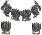 Thumbnail for Silver-Plated Alloy Oxidised Lotus Petals Necklace - The Pari - Distacart