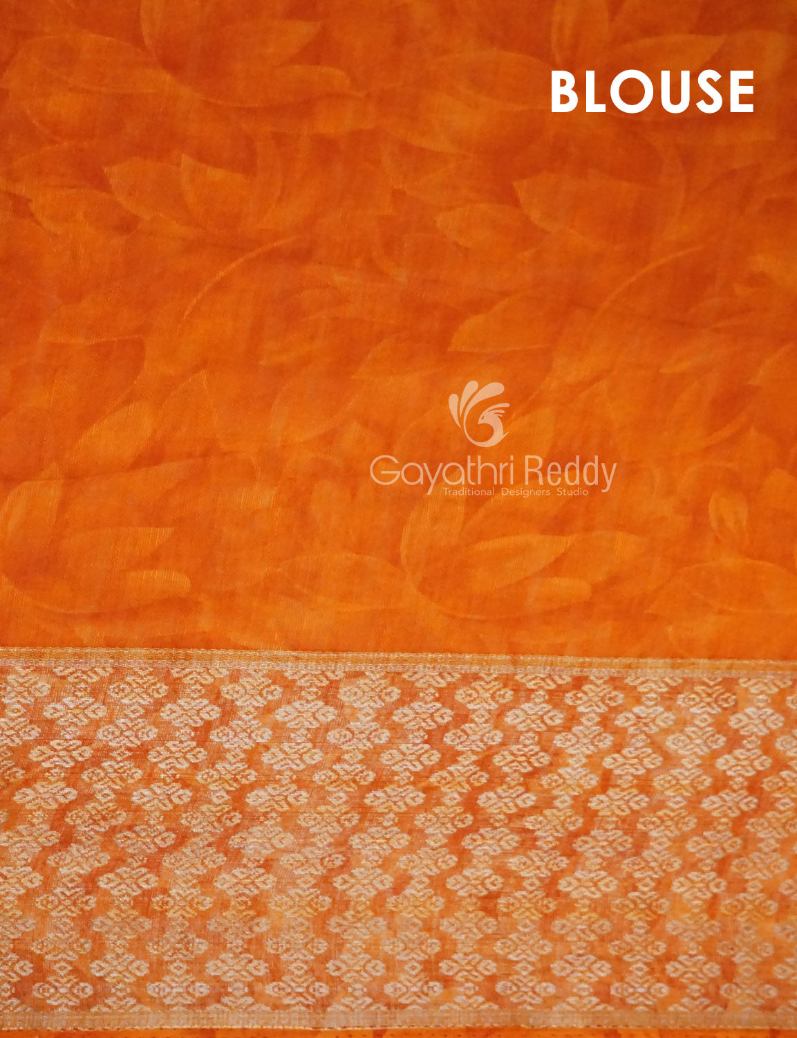 Shades of Sky Blue With Orange Blouse Floral Design Semi Chanderi Saree By Gayathri Reddy Designer Studio - Distacart