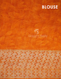 Thumbnail for Shades of Sky Blue With Orange Blouse Floral Design Semi Chanderi Saree By Gayathri Reddy Designer Studio - Distacart