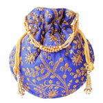 Thumbnail for Ethnic Clutch Silk Potli Batwa Pouch Bag with Metal Bead work Gift For Women - Distacart