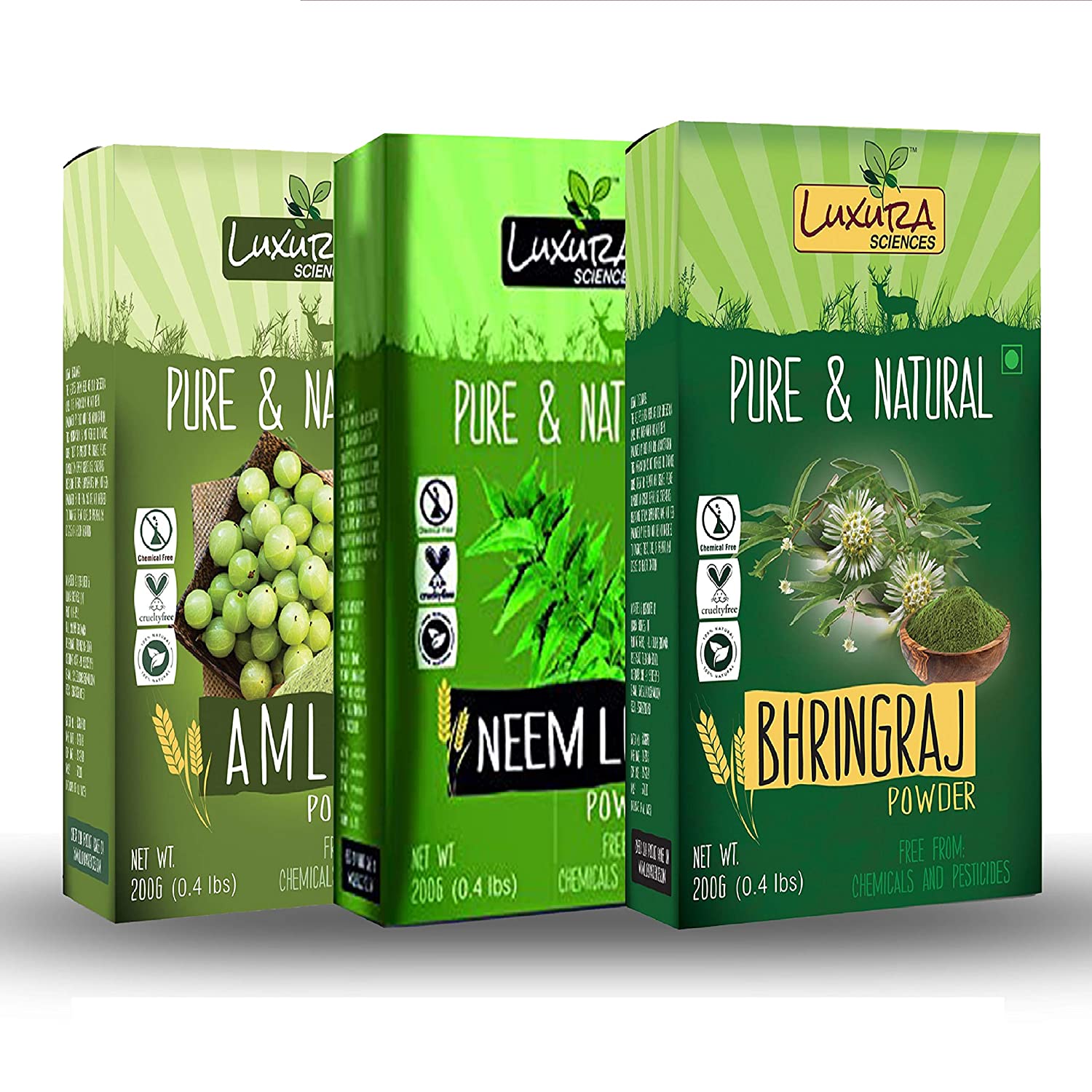 Luxura Sciences Natural Hair Care Set Anti Dandruff - Amla + Neem + Bhringraj - Distacart