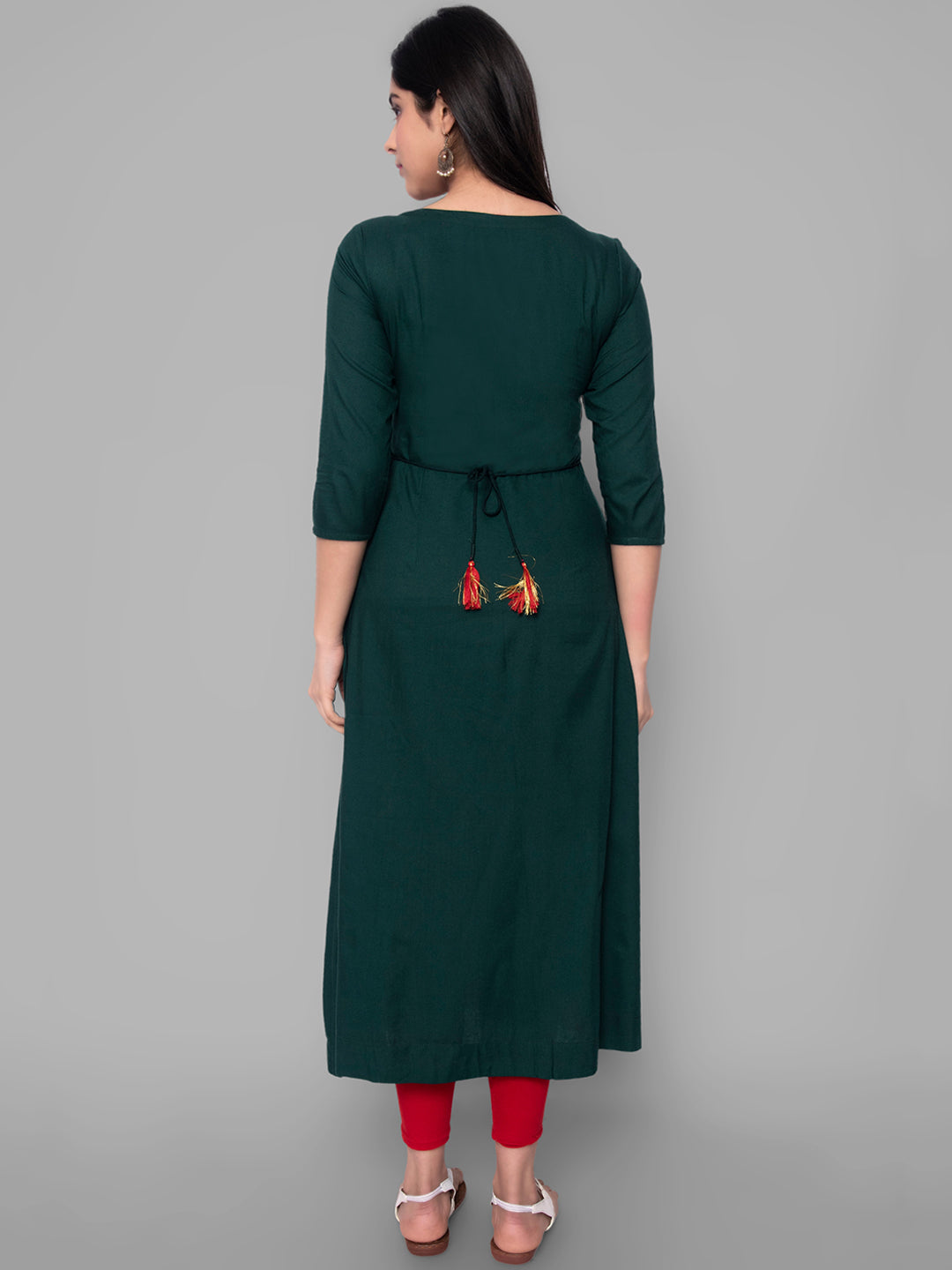 Kalini Women Green Floral Yoke Design Thread Work Floral Anarkali Kurta - Distacart