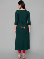 Thumbnail for Kalini Women Green Floral Yoke Design Thread Work Floral Anarkali Kurta - Distacart