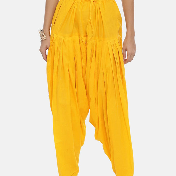 Souchii Mustard Yellow Solid Patiala - Distacart