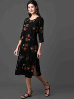 Thumbnail for Kalini Women Black Floral Embroidered Thread Work Floral Kurta - Distacart