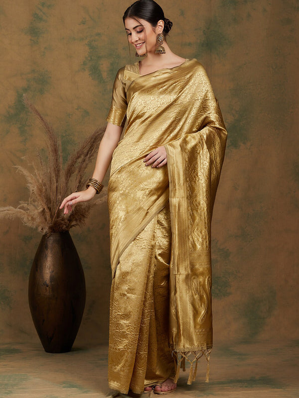 Sangria Ethnic Motif Woven-Design Banarasi Saree - Distacart