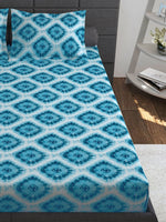 Thumbnail for Story@home Blue & Pink Ethnic Motifs Pure Cotton 152TC Queen Bedsheet With 2 Pillow Covers - Distacart