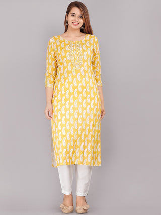 Kalini Women Yellow Ethnic Motifs Printed Floral Kurta - Distacart