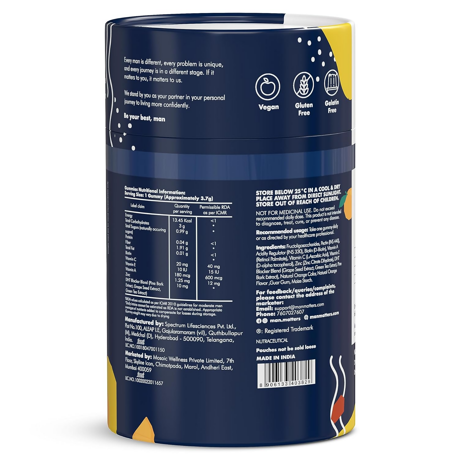 Man Matters Nourish Hair Gummies - Orange Flavour - Distacart