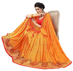 Thumbnail for Sarvadarshi Fashion Women'S Satin Silk Blend Orange Pink Color Saree