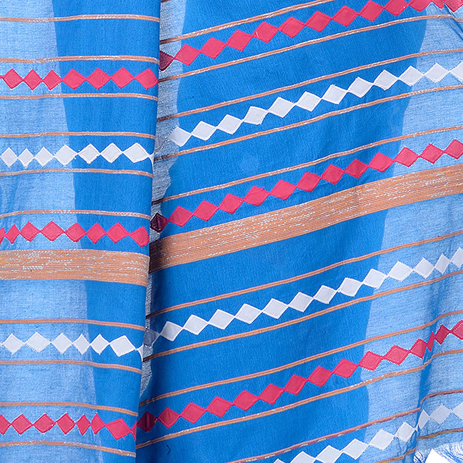 Desh Bidesh Women's Bengali Khesh Pure Cotton Handloom Saree Diamond Designed With Blouse Piece - Distacart