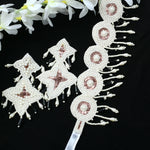 Thumbnail for Mominos Fashion Johar Kamal Handicraft Gold/Off White Pearls Necklace with Earrings For Women - Distacart