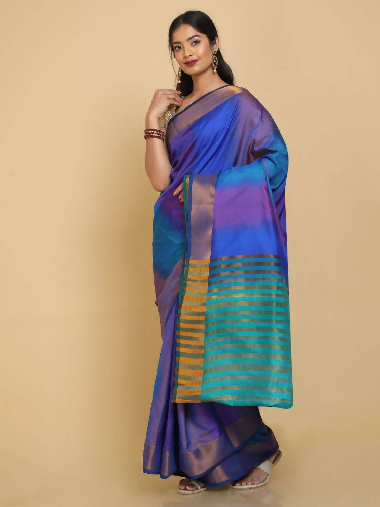 Kalamandir Ikkat Print Silk Blend Multi Color Uppada Saree