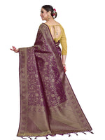 Thumbnail for Vardha Women'S Kanchipuram Raw Silk Saree With Unstitched Blouse Piece