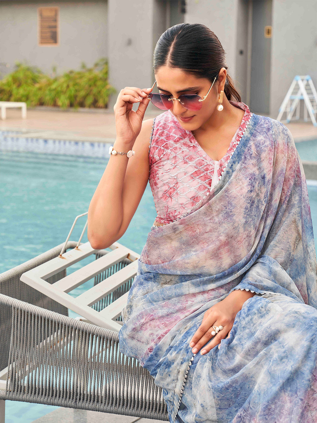 Tikhi Imli Tie and Dye Gotta Patti Chiffon Saree - Distacart
