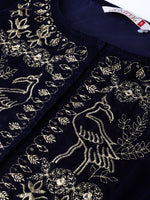Thumbnail for Juniper Women Navy Velvet Embroidered Flared Lehenga Choli Sets - Distacart