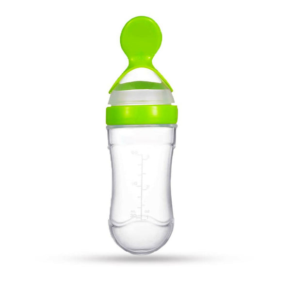 Goodmunchkins Silicone Spoon Food Feeder Silicone Bottle for Babies-Green - Distacart
