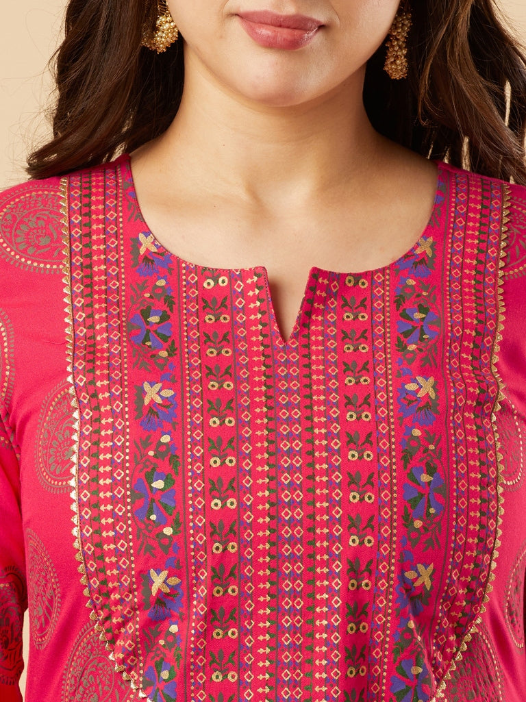 Kalini Ethnic Motifs Yoke Design Gotta Patti Kurta With Trousers & Dupatta - Distacart