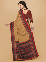 Thumbnail for Sangria Beige & Red Pure Crepe Saree - Distacart