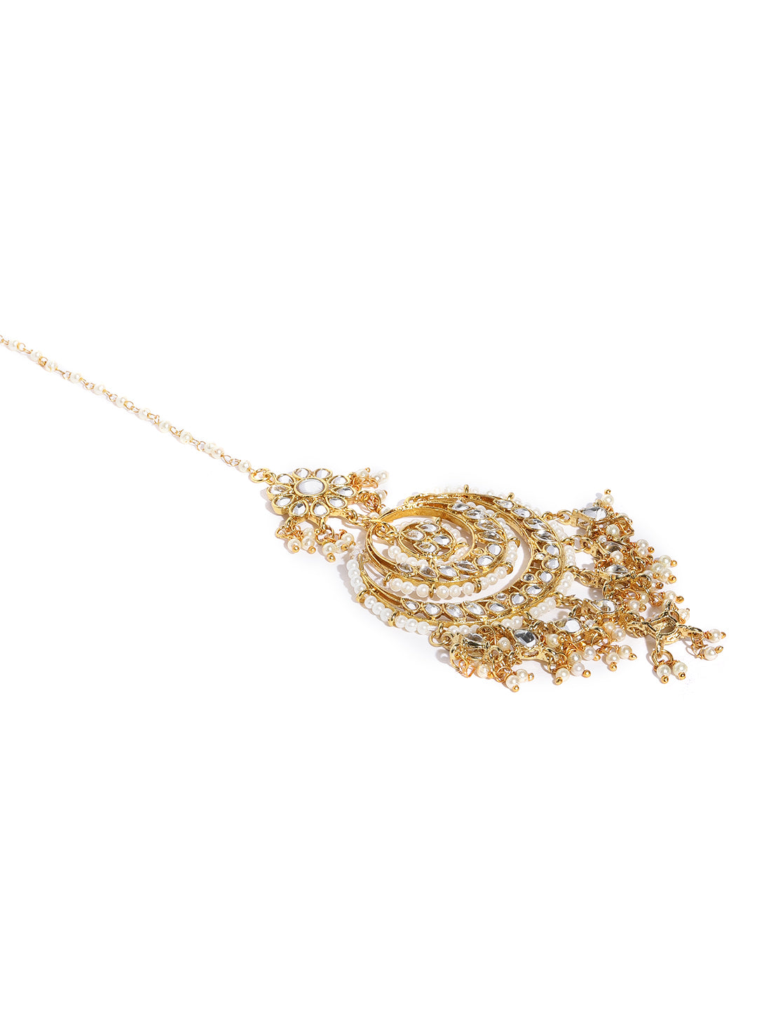 Zaveri Pearls Gold-Toned Kundan & Pearls Studded Rani Haar Jewellery Set - Distacart