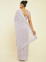 Thumbnail for Soch Floral Embroidered Pure Chiffon Saree - Distacart