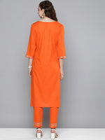 Thumbnail for HERE&NOW Women Regular Gotta Patti Pure Cotton Kurta with Trousers - Distacart