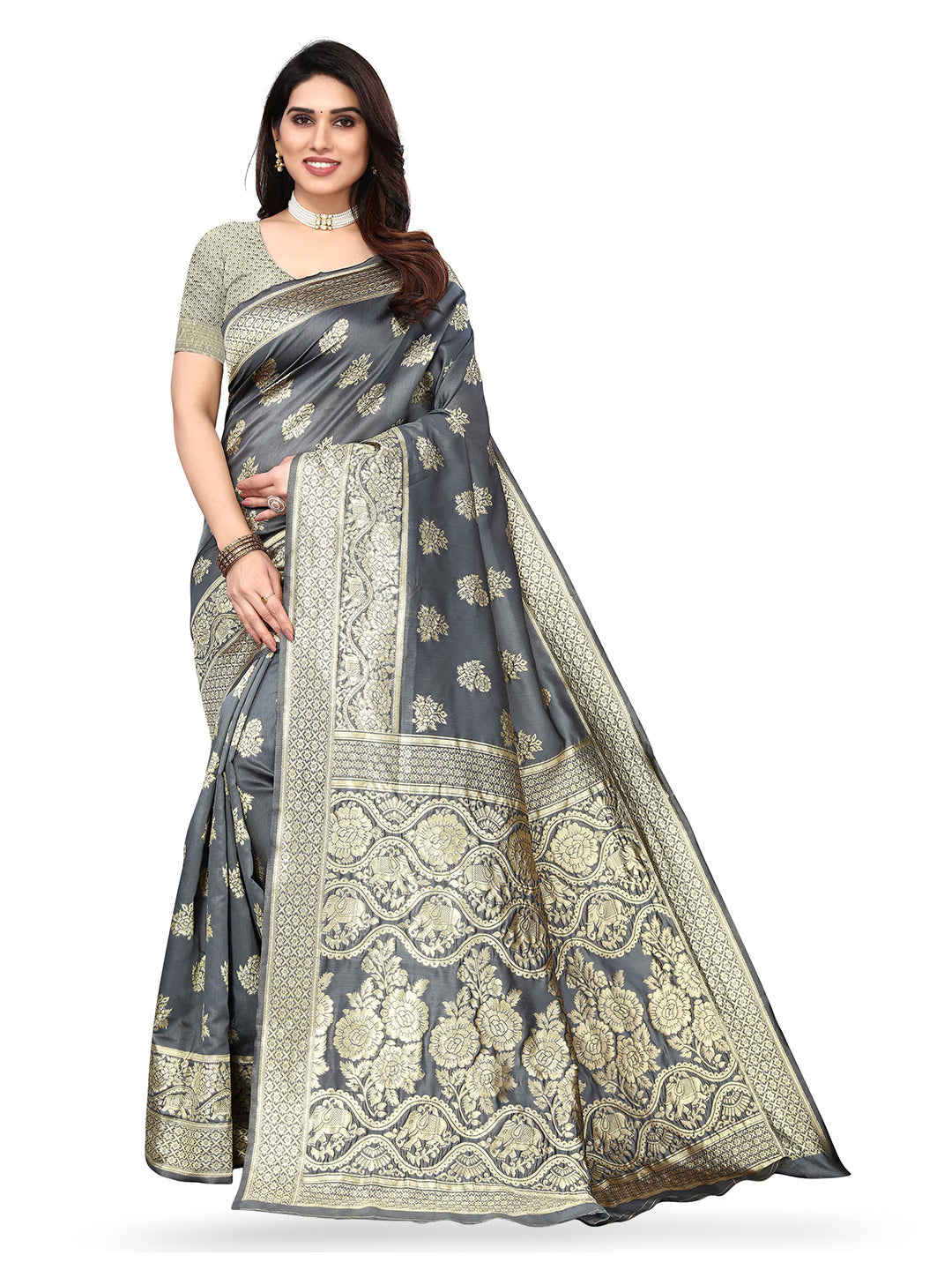 Kalini Ethnic Motifs Woven Design Zari Kanjeevaram Saree - Distacart