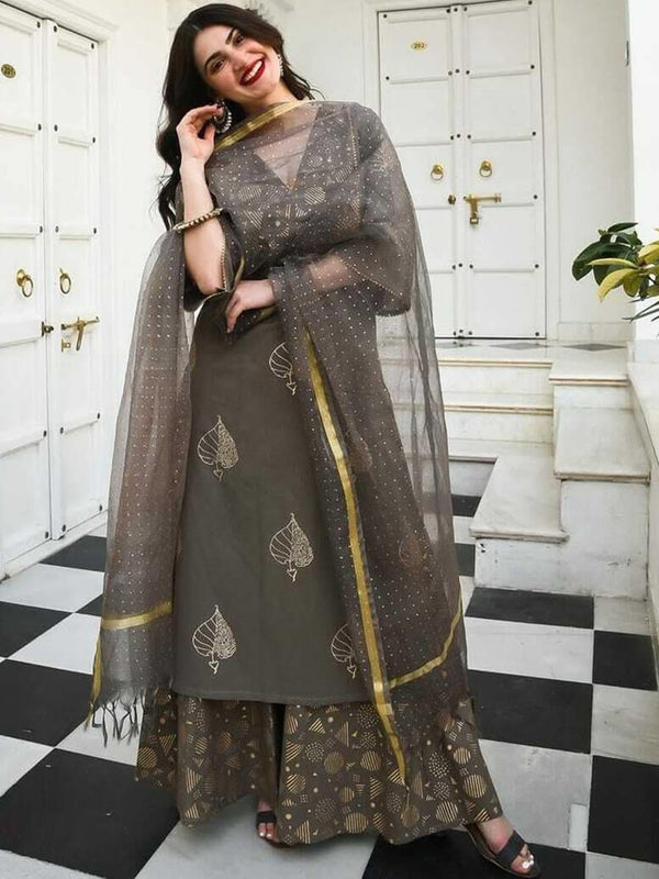 Kalini Floral Printed Regular Kurta With Palazzos & Dupatta - Distacart