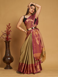 Thumbnail for NOZ2TOZ Women's Party Wear Designer Brown Colour Banarasi Silk Saree - Distacart