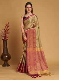 Thumbnail for NOZ2TOZ Women's Party Wear Designer Brown Colour Banarasi Silk Saree - Distacart