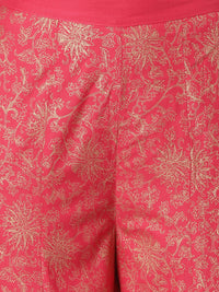 Thumbnail for Khushal K Women Pink Ethnic Motifs Yoke Design Regular Kurta with Palazzos - Distacart