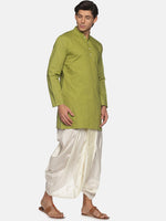 Thumbnail for Sethukrishna Men Green Pure Cotton Kurta with Dhoti Pants - Distacart