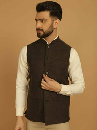 Thumbnail for Even Apparels Pure Wool Nehru Jacket - Brown - Distacart