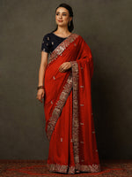 Thumbnail for Mitera Ethnic Motifs Embroidered Beads and Stones Saree - Distacart