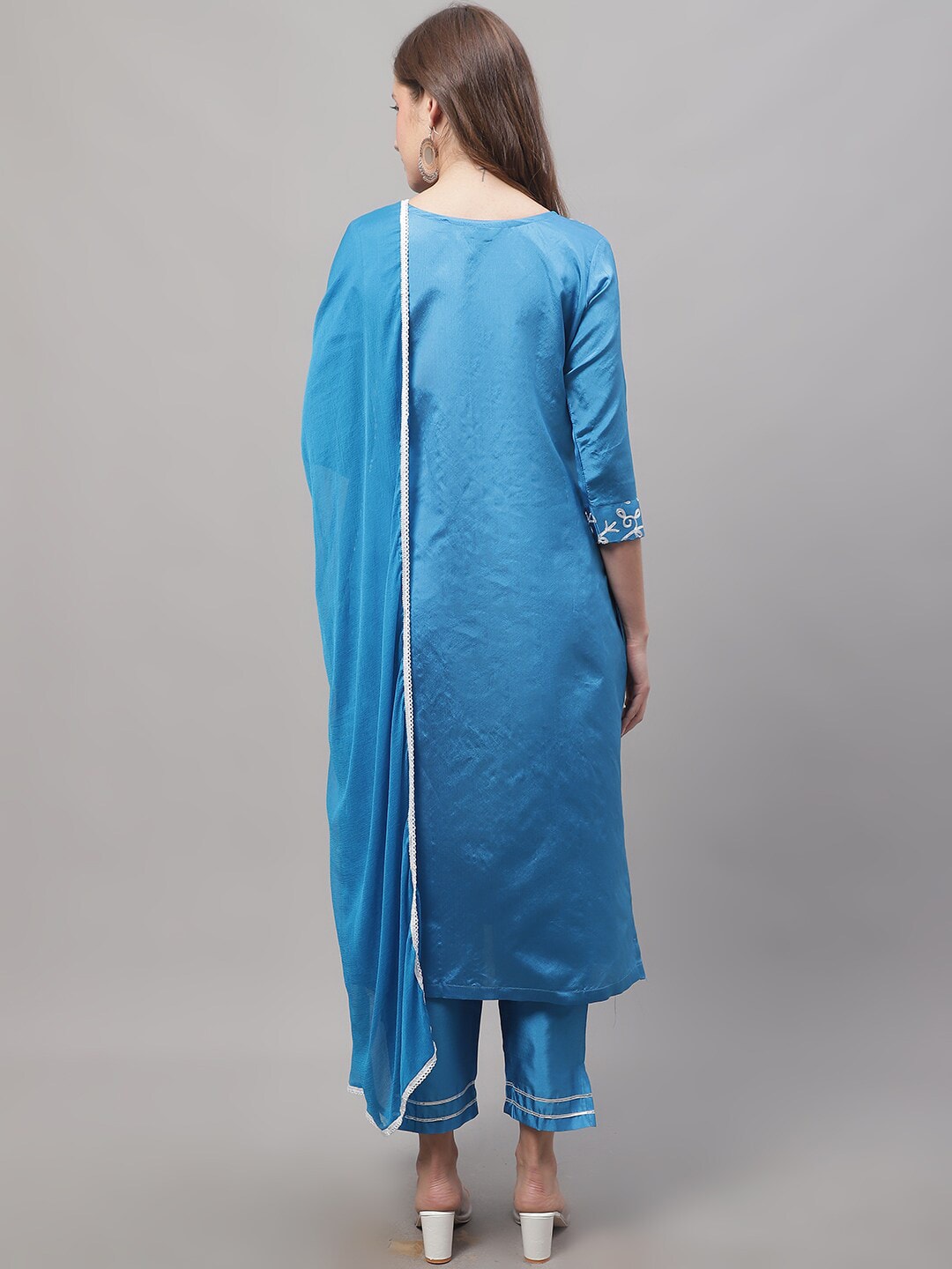 Kalini Floral Embroidered Kurta with Trousers & Dupatta - Distacart