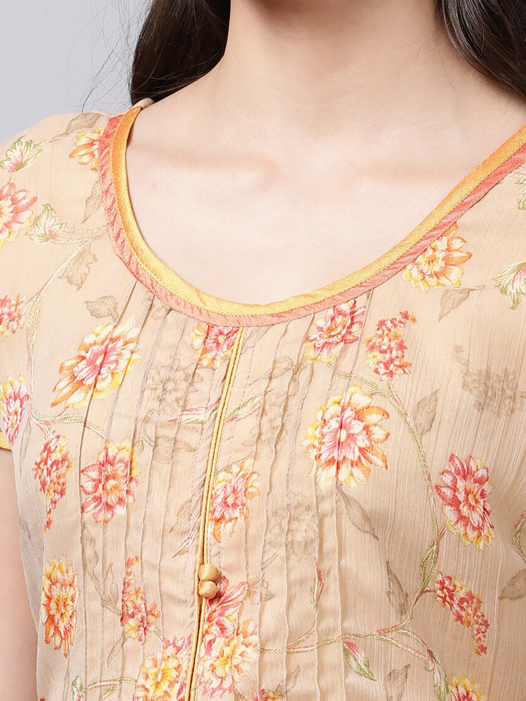 Souchii Women Grey Floral Printed Chiffon A-Line Dress - Distacart